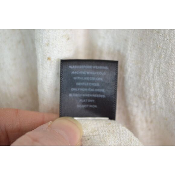 Madison Grey Women's Small Cream Linen Blend Side Tie Short Sleeve Top - Picture 8 of 12